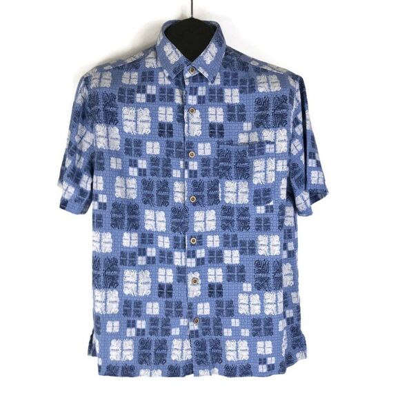 Nat Nast Silk Blend Short Sleeve Shirt Men's Medium Button Up Geometric Print - Picture 1 of 11